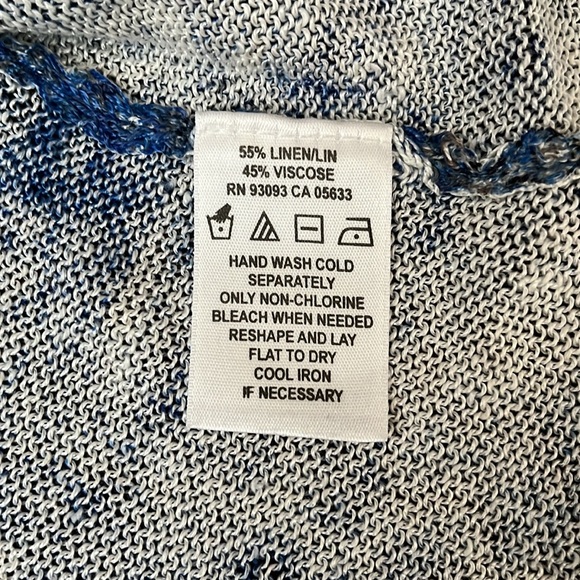 Nic + Zoe Tribal Hand Printed Lightweight Linen Blend Cardigan Blue, Petite S - Picture 5 of 11